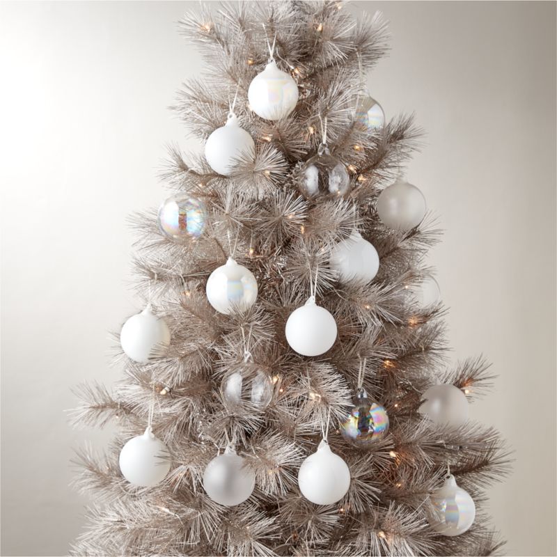 Winter White Glass Christmas Tree Ornaments Set of 18 - image 1 of 2