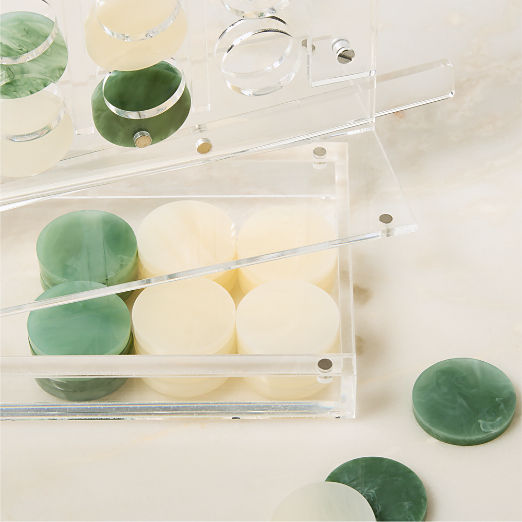 Warm White and Green Acrylic Four in a Row Game