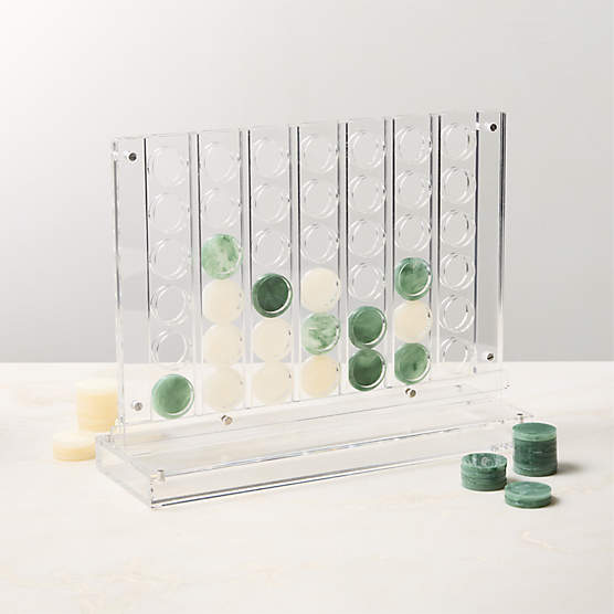 Warm White and Green Acrylic Four in a Row Game