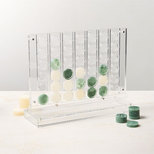 Warm White and Green Acrylic Four in a Row Game
