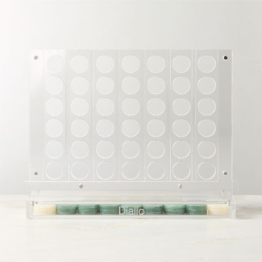 Warm White and Green Acrylic Four in a Row Game