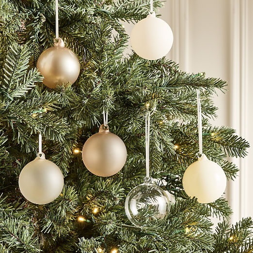 Winter White Luster Round 3.25" Christmas Tree Ornament Set of 18