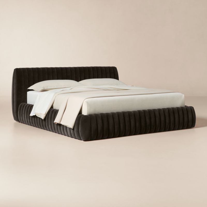 Wolcott Channeled Mink Velvet King Bed - image 1 of 7