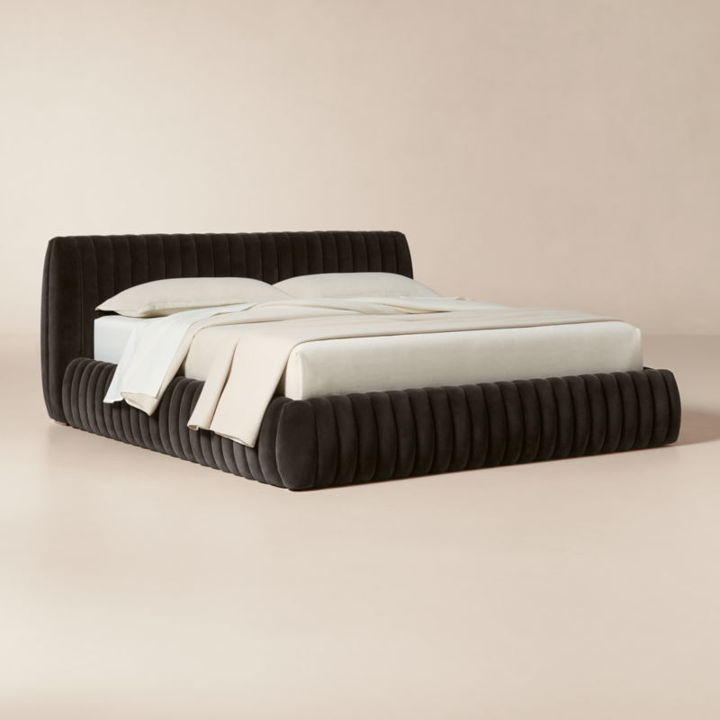 Wolcott Channeled Mink Velvet King Bed - image 2 of 9