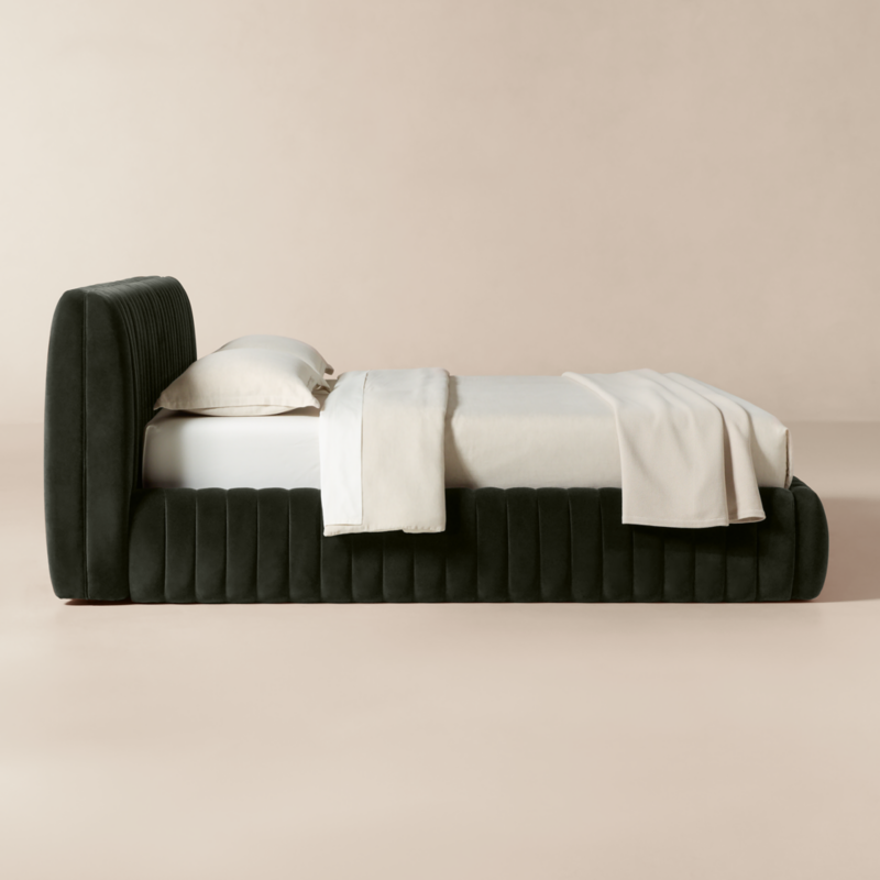 Wolcott Channeled Mink Velvet King Bed - image 3 of 9
