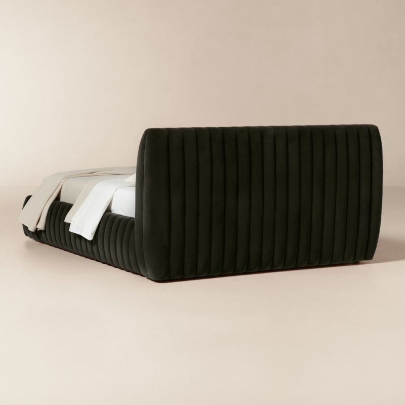 Wolcott Channeled Mink Velvet Queen Bed - image 3 of 10