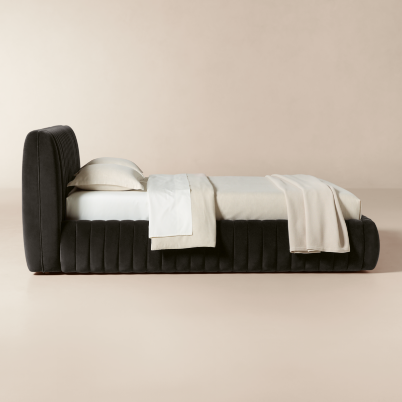 Wolcott Channeled Mink Velvet Queen Bed - image 3 of 9