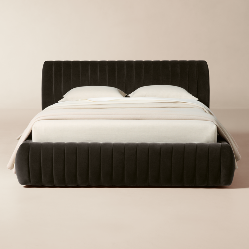 Wolcott Channeled Mink Velvet Queen Bed - image 0 of 9