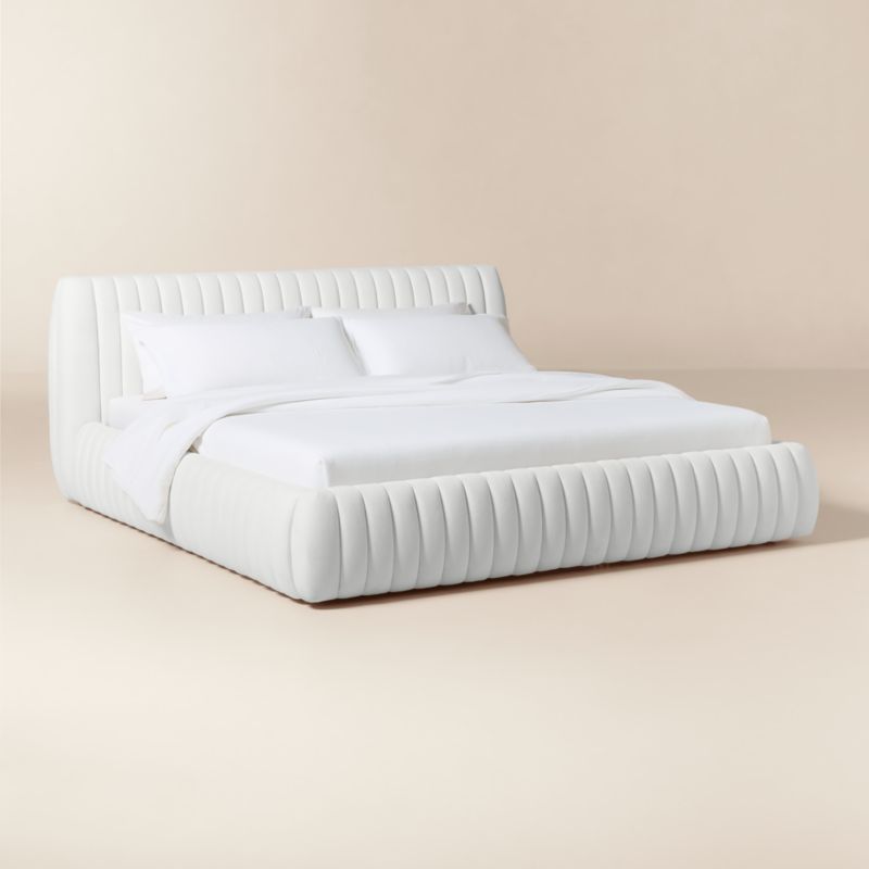 Wolcott Channeled White Performance Fabric King Bed - image 1 of 7