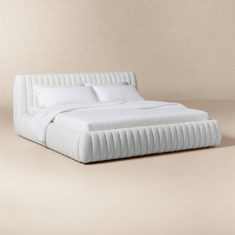 Wolcott Channeled White Performance Fabric King Bed - image 2 of 8