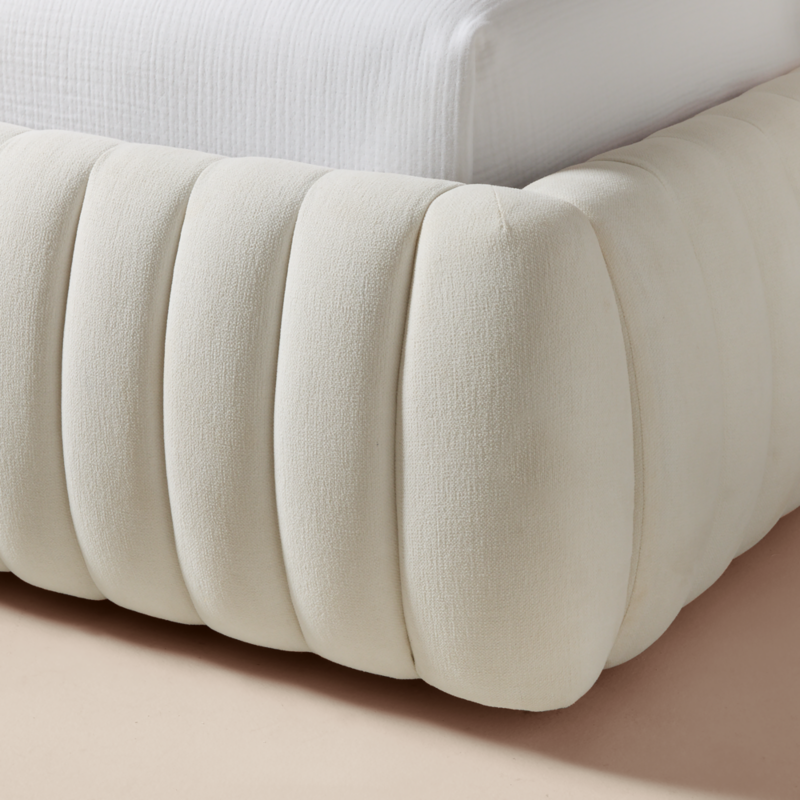 Wolcott Channeled White Performance Fabric King Bed - image 6 of 8