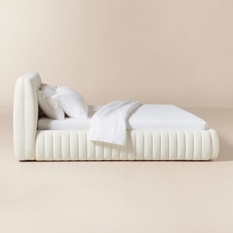 Wolcott Channeled White Performance Fabric King Bed - image 3 of 8