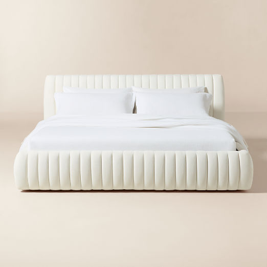 Wolcott Channeled White Performance Fabric Bed