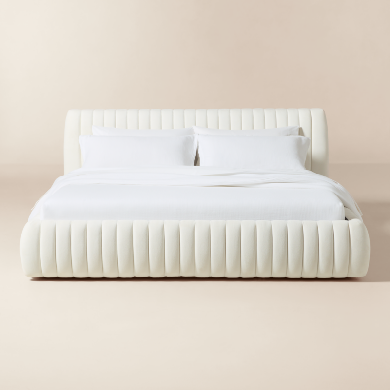 Wolcott Channeled White Performance Fabric King Bed - image 0 of 8