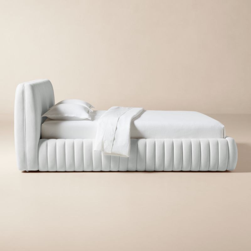 Wolcott Channeled White Performance Fabric Queen Bed - image 3 of 8