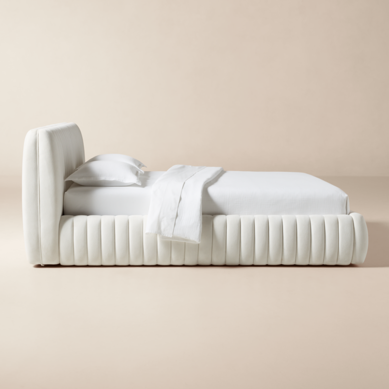 Wolcott Channeled White Performance Fabric Queen Bed - image 3 of 8