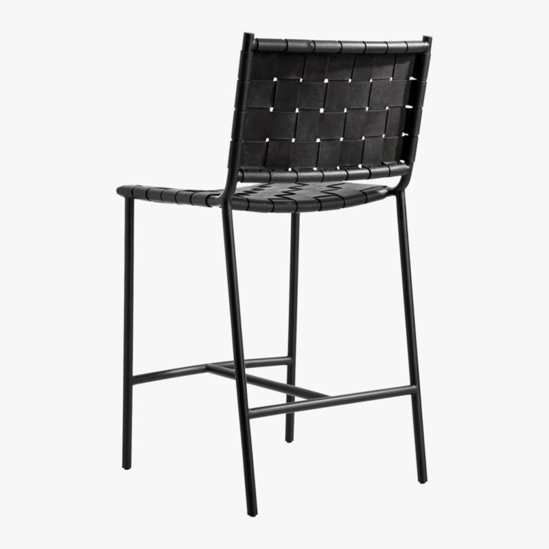 Woven Black Leather Counter Stool - image 6 of 8