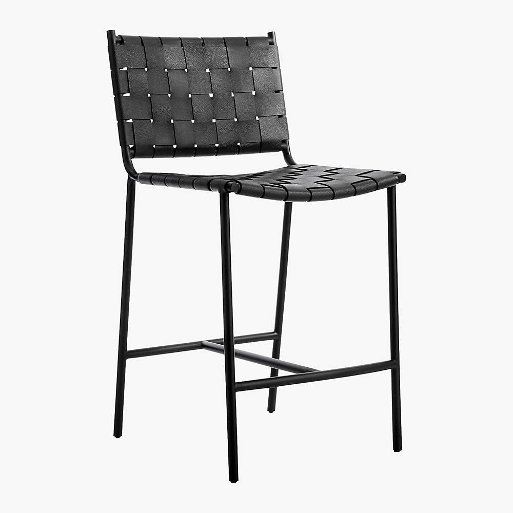 Leather woven deals counter stool