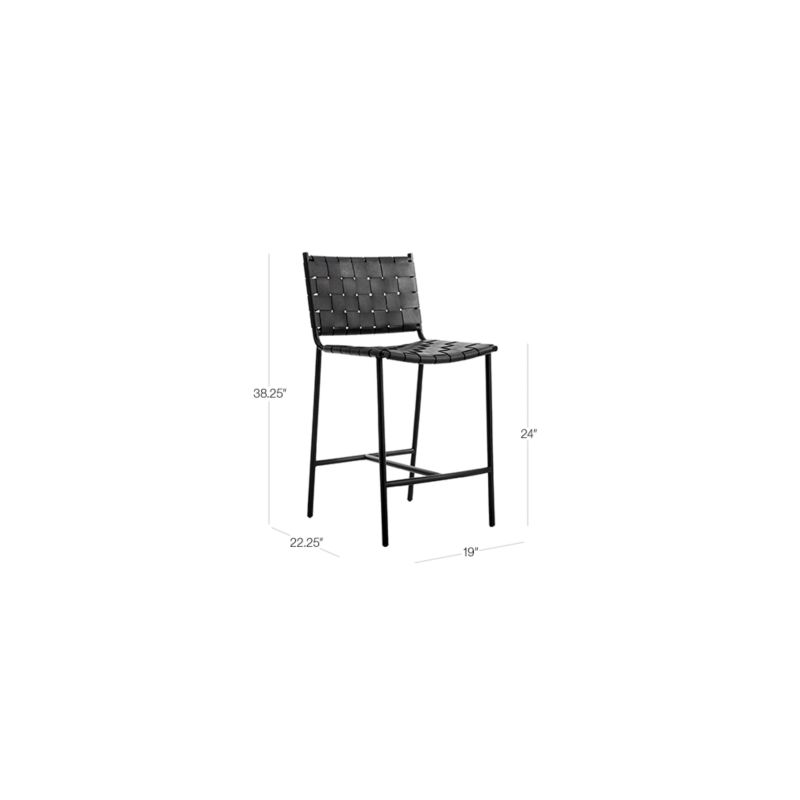 View Woven Black Leather Counter Stool - image 3 of 8