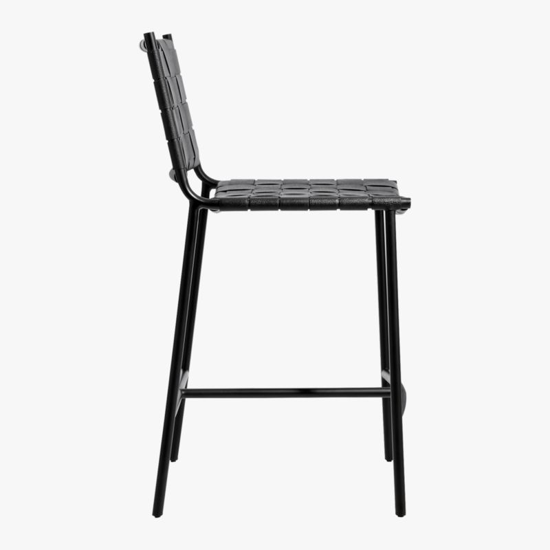 Woven Black Leather Counter Stool - image 5 of 8