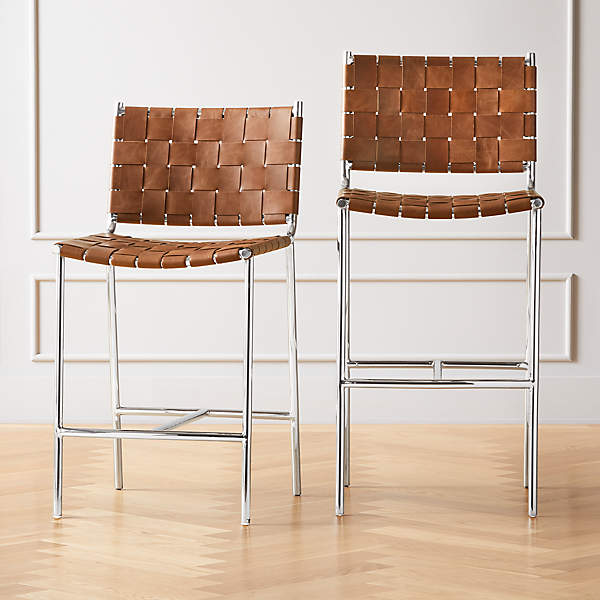 Basket Weave Bar Stools Top Ers Up, Leather Weave Counter Stools