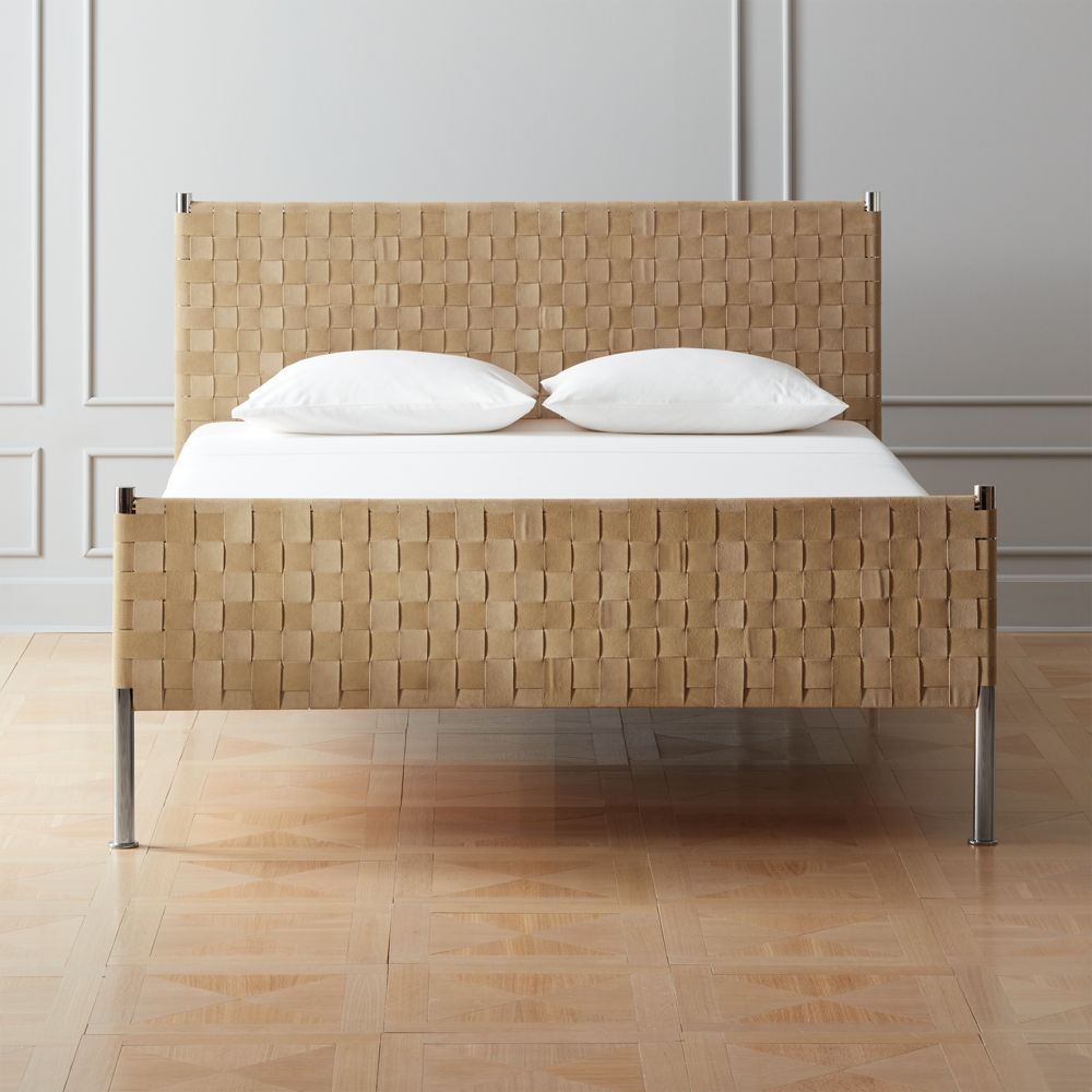 Woven Brown Suede Queen Bed