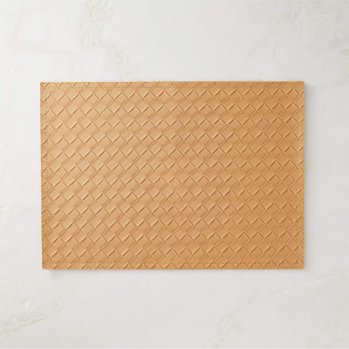 Modern Woven Tan Faux Leather Placemat CB2