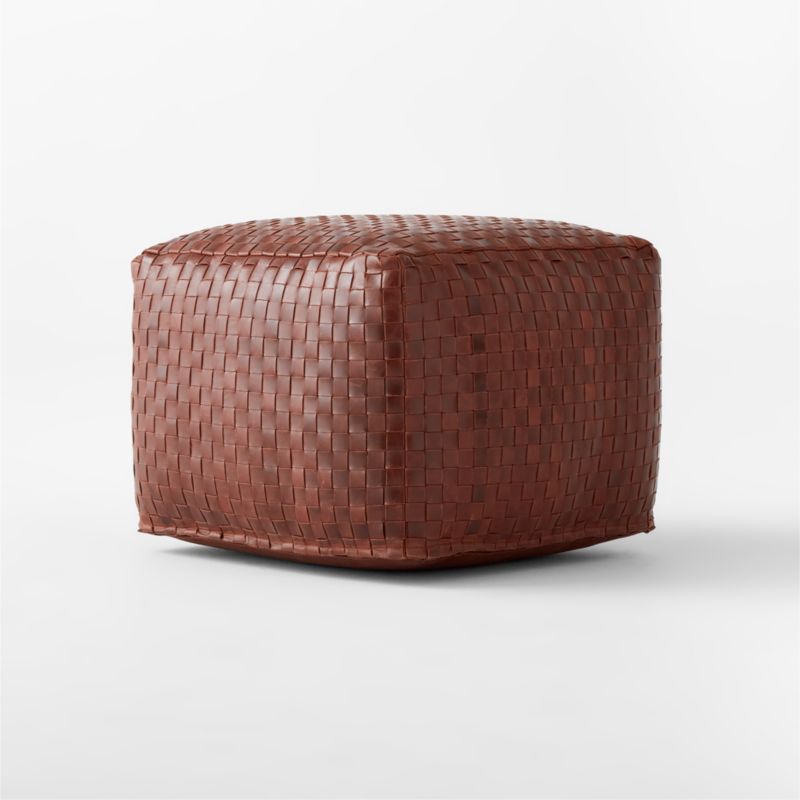 Woven Leather Pouf - image 2 of 4