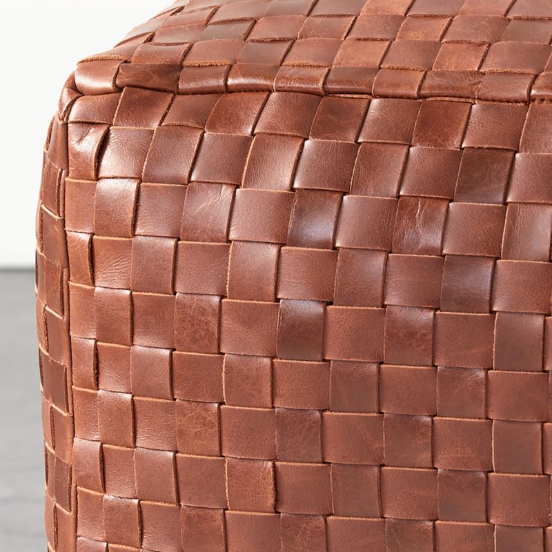 Woven Leather Pouf - image 3 of 4