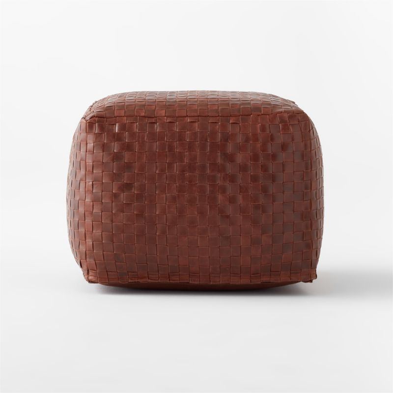 Woven Leather Pouf - image 1 of 4