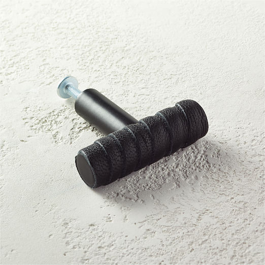 Black Wrapped Black Leather Knob