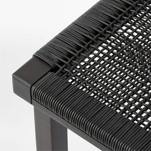 Wrapped Black Leather Counter Stool