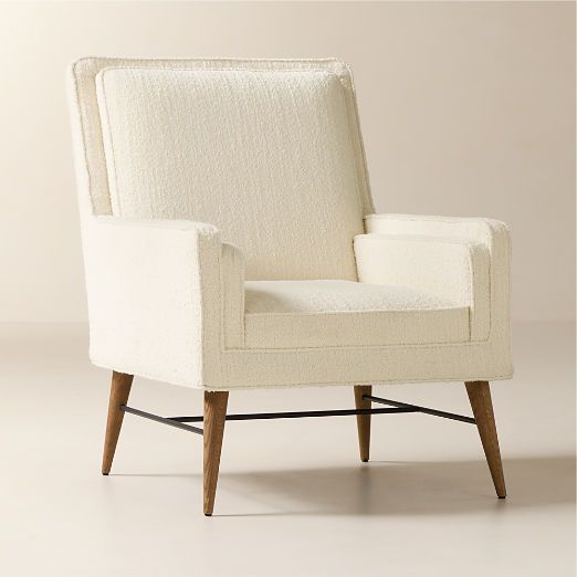 Irwin White Boucle Accent Chair Model 5012 by Paul McCobb