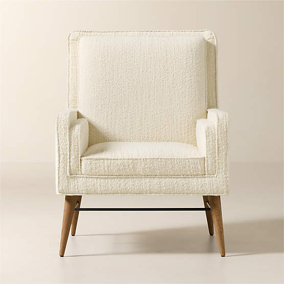 Irwin White Boucle Accent Chair Model 5012 by Paul McCobb