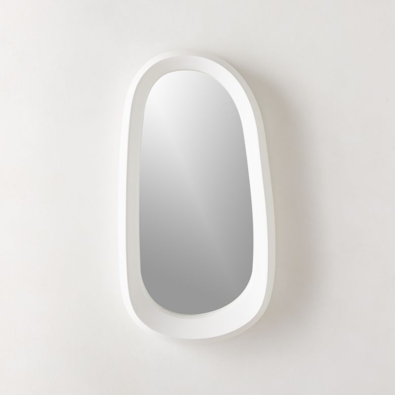 Wylder Round Modern White Cement Wall Mirror 24" CB2