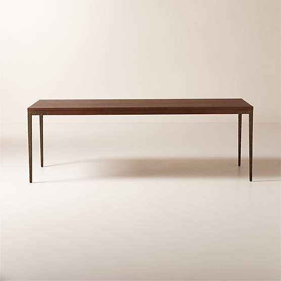 Wyler 90" Rectangular Acacia Wood and Cast Metal Dining Table