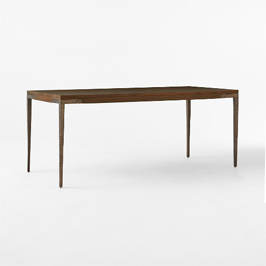 Wyler 72" Rectangular Acacia Wood and Cast Metal Dining Table