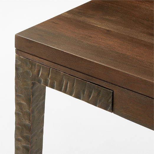 Wyler 72" Rectangular Acacia Wood and Cast Metal Dining Table