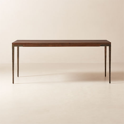 Wyler 72" Rectangular Acacia Wood and Cast Metal Dining Table