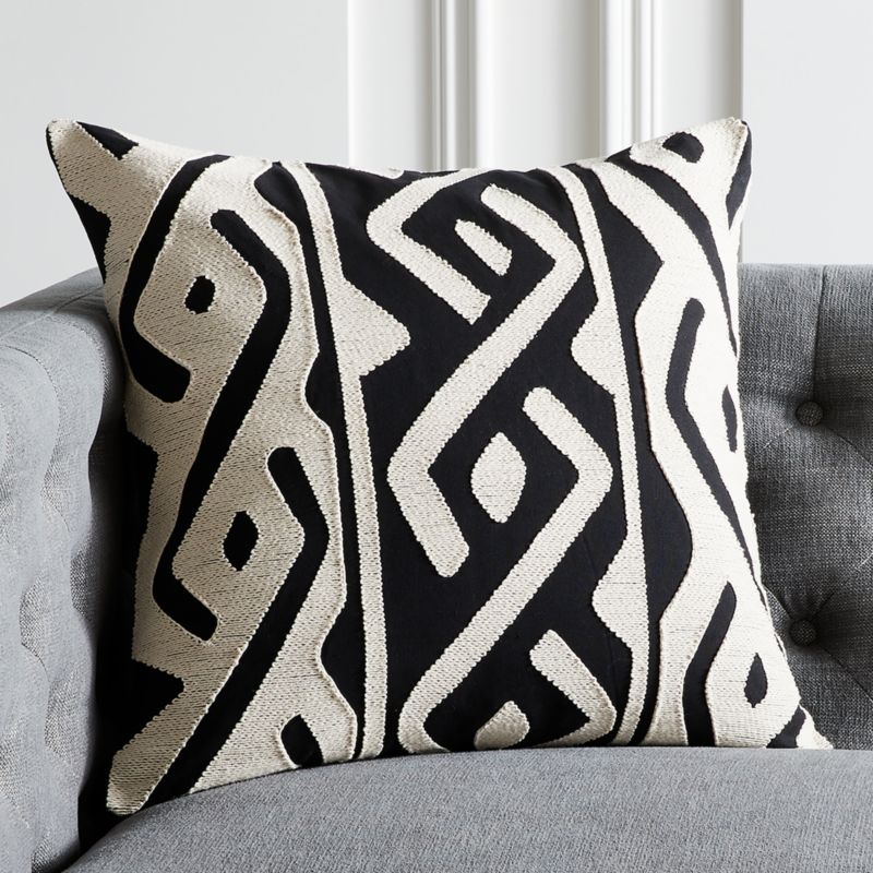 cb2 black and white pillow