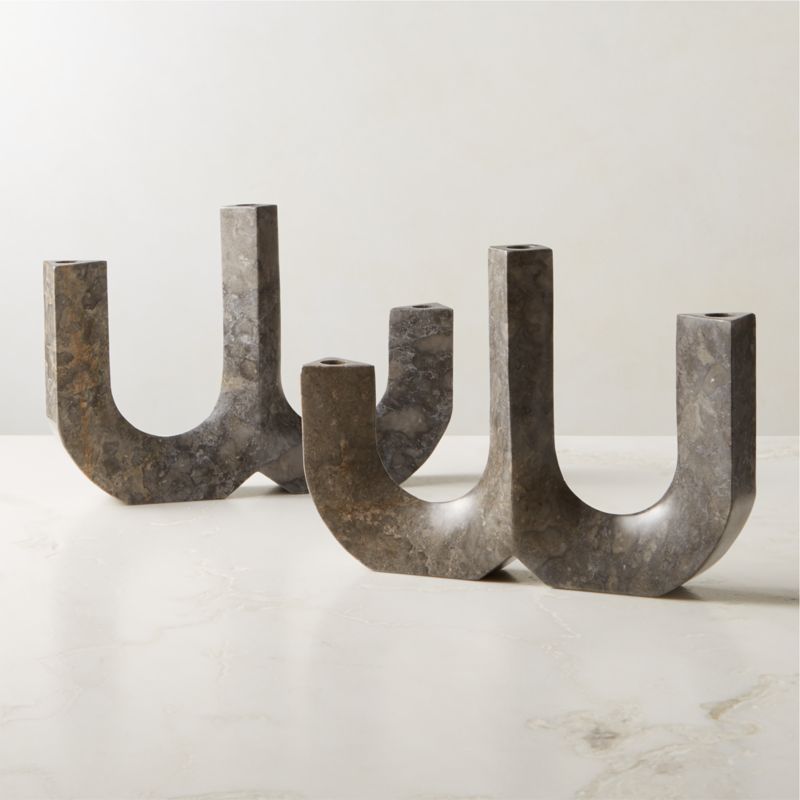 Xavier Grey Marble Taper Candle Holder - image 3 of 6