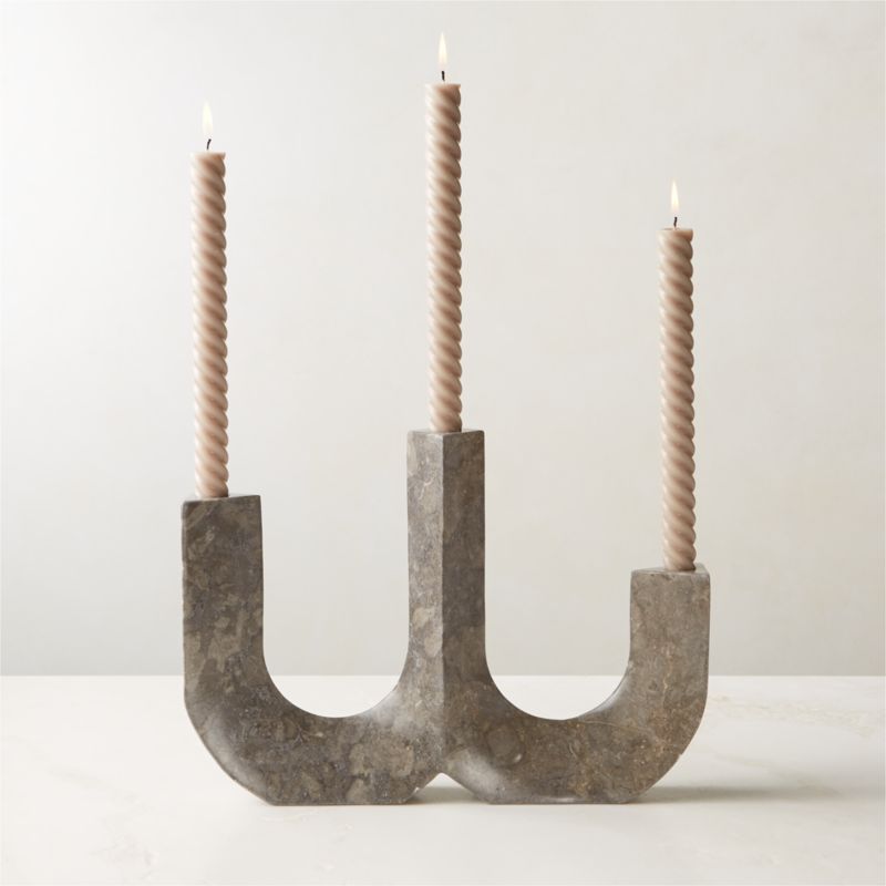 Xavier Grey Marble Taper Candle Holder - image 0 of 6