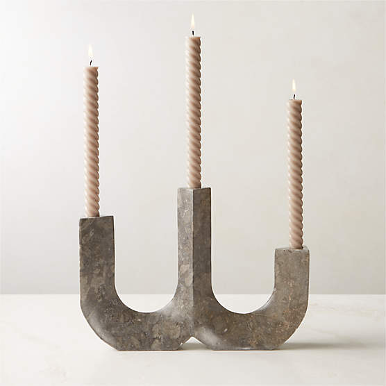 Xavier Grey Marble Taper Candle Holder