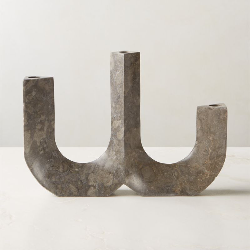 Xavier Grey Marble Taper Candle Holder - image 1 of 6