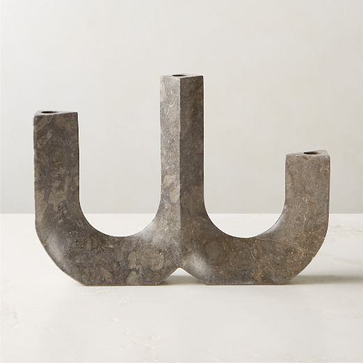 Xavier Grey Marble Taper Candle Holder