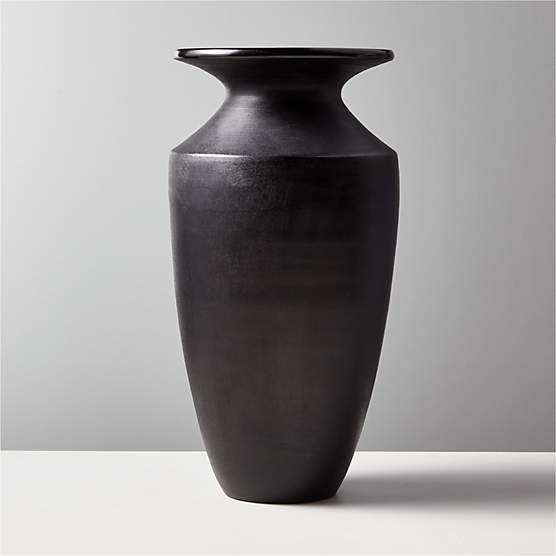 Leto Modern Round Black Terracotta Vase + Reviews | CB2