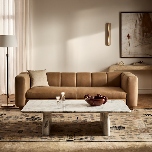 Yarrow Brown Leather Sofa (84"-97")