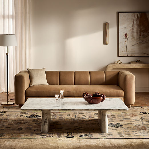 Yarrow Brown Leather Sofa (84"-97")