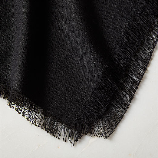 Yico Black Organic Cotton Fringe Napkin