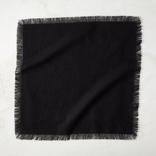 Yico Black Organic Cotton Fringe Napkin